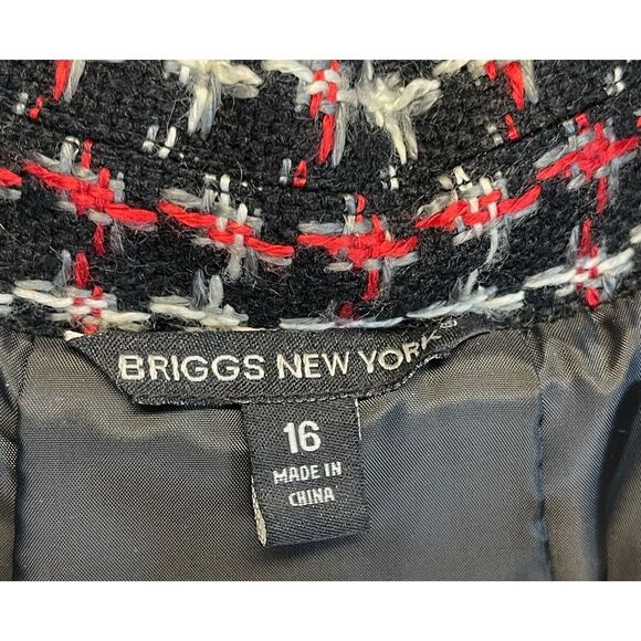 BRIGGS NEW YORK Women’s Blazer 16 Tweed Black Red White Gray Lined Fall Jacket - Picture 3 of 12